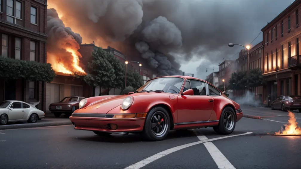 Горящий Porsche 911 стал декорацией для рэпера: скандальное промо в Германии