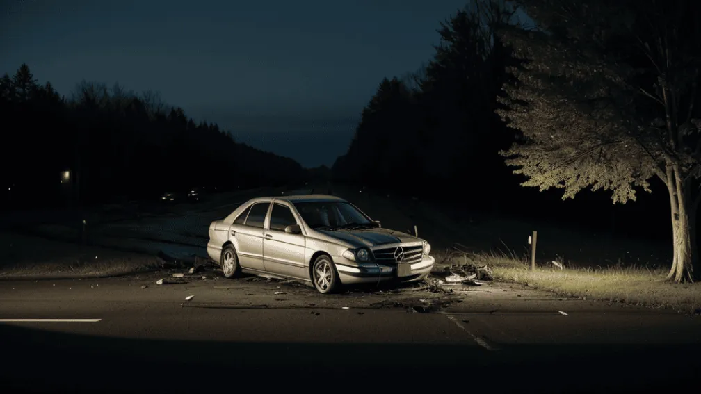 ДТП в Шваане: Водители бросили разбитый Mercedes и скрылись с места происшествия