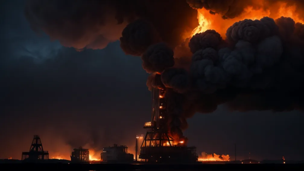 Масштабный пожар и обрушение нефтяной вышки на Севере России: есть тяжелораненые