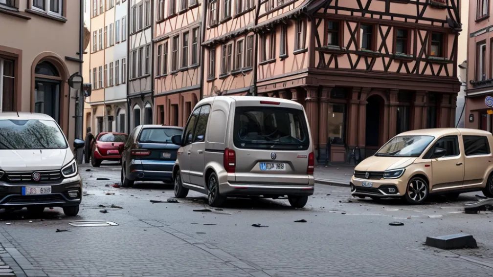 ДТП в Германии: Водитель VW врезался в припаркованные автомобили в Майнтале