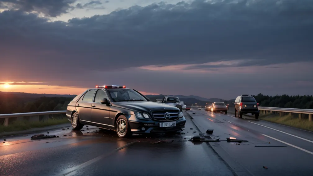 Тяжелое ДТП на трассе A52 в Германии: Mercedes перевернулся, водитель в критическом состоянии