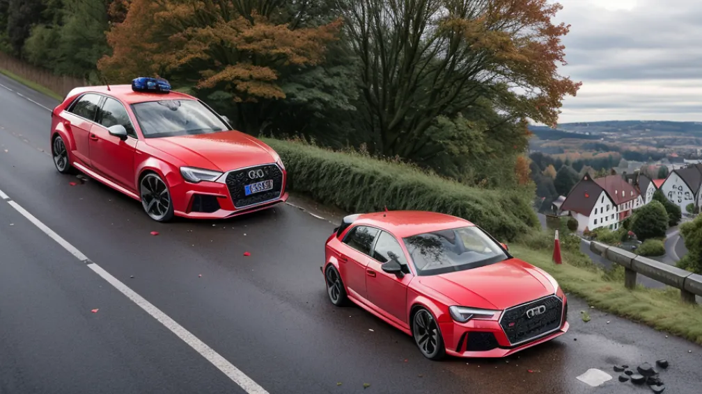 В Германии Audi с 400 л.с. перевернулся на крышу: тяжело ранен 17-летний подросток