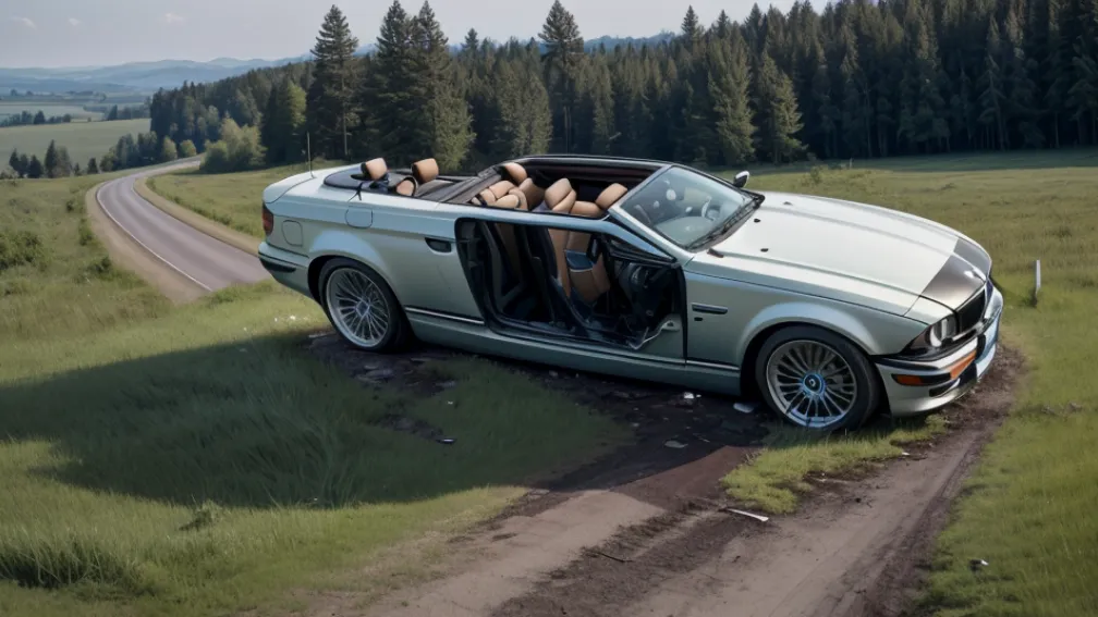 В Германии перевернулся BMW: тяжело пострадали водитель и пассажирка