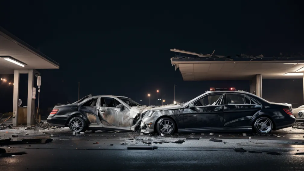 Мощный Mercedes AMG протаранил АЗС в Нюрнберге: 22-летний водитель был под наркотиками и алкоголем