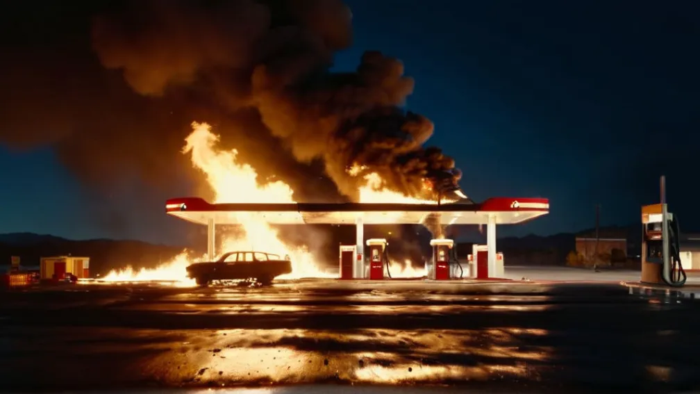 АЗС в Бразилии загорелась из-за брошенной спички: видео инцидента