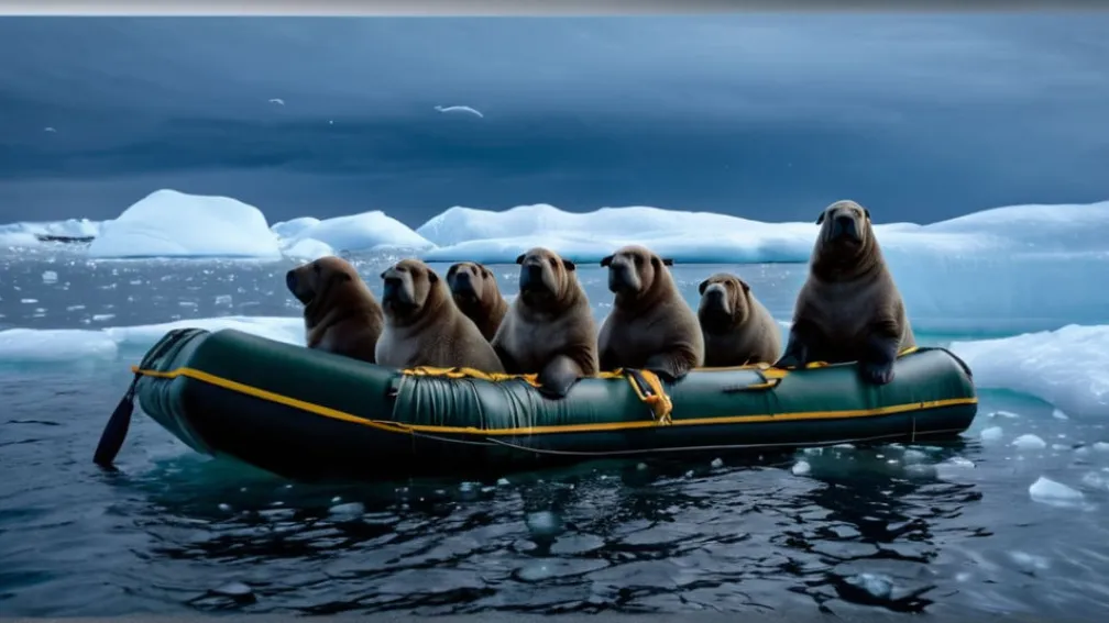 Тысячи моржей окружили лодку у острова Ратманова: Удивительное видео