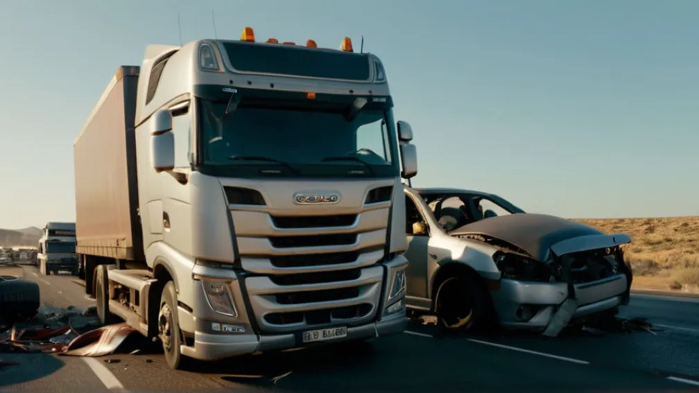 Грузовик протаранил и раздавил легковой автомобиль на полном ходу