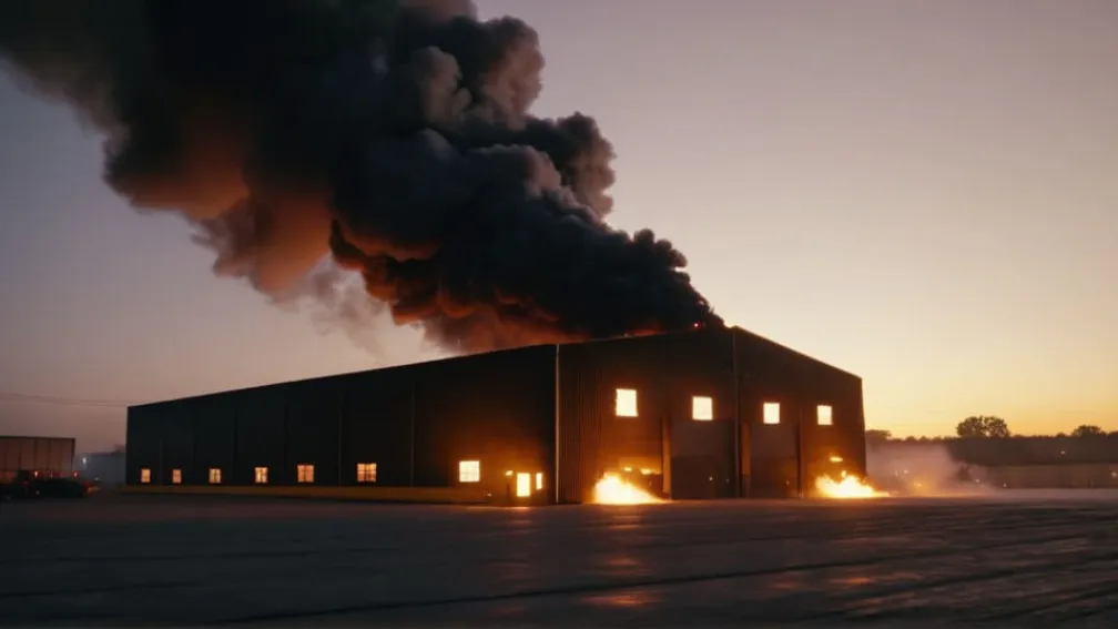 Масштабный пожар на лодочной базе в Рейнсберге: едкий дым над городом