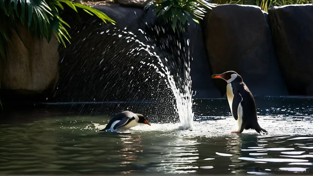 Неожиданное крещение: Рассел Брэнд проводит обряд в вольере для пингвинов