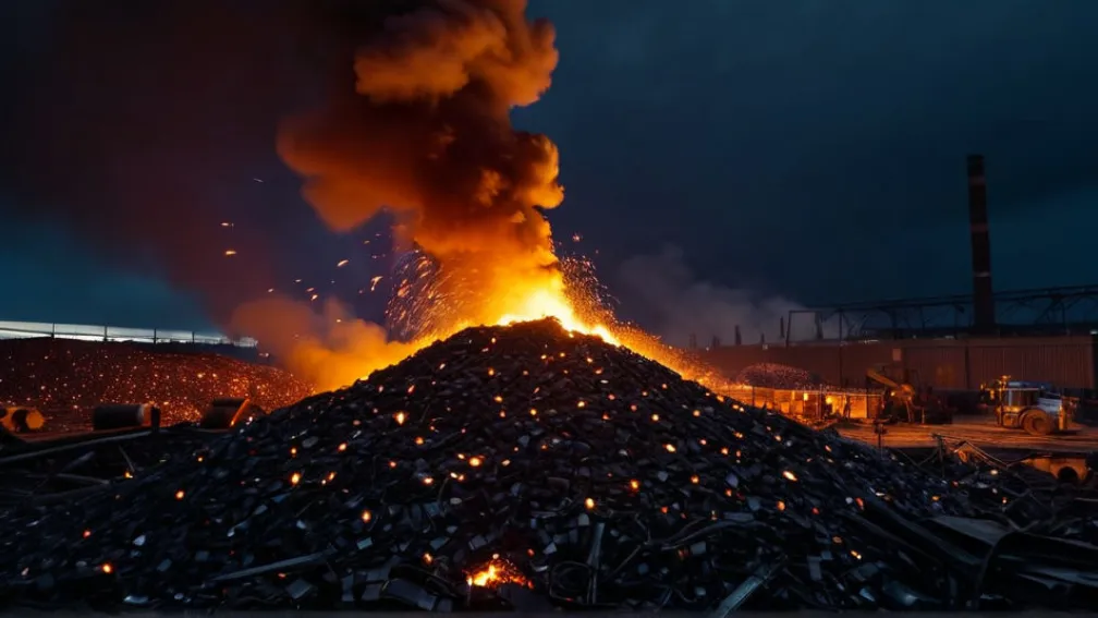 Масштабный пожар на свалке металлолома во Фленсбурге: около 100 пожарных борются с огнем