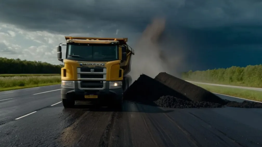 Грузовик с асфальтом перевернулся: трасса L1107 перекрыта на несколько часов