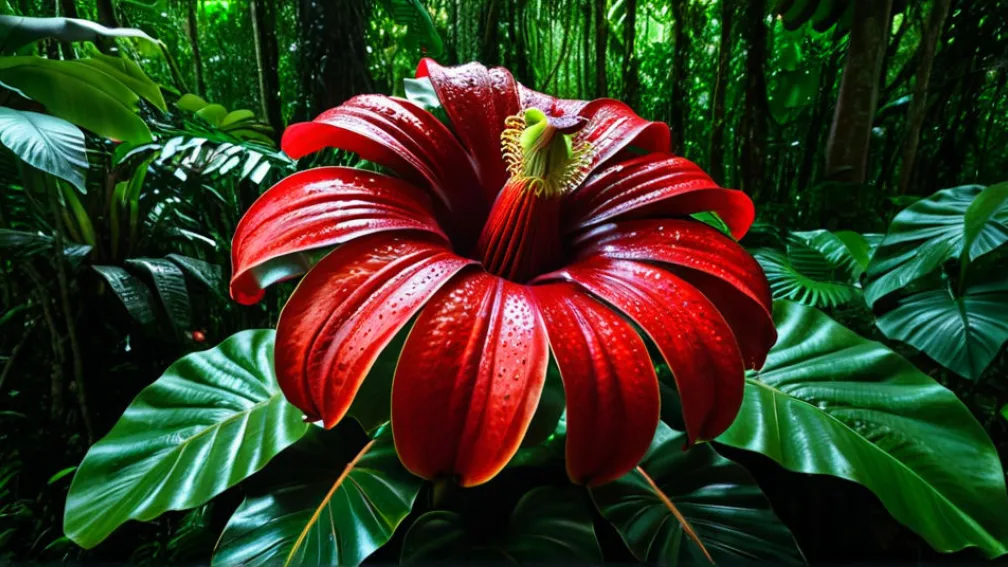 Редчайшая "трупная лилия" вновь расцвела на Суматре, поразив ученых