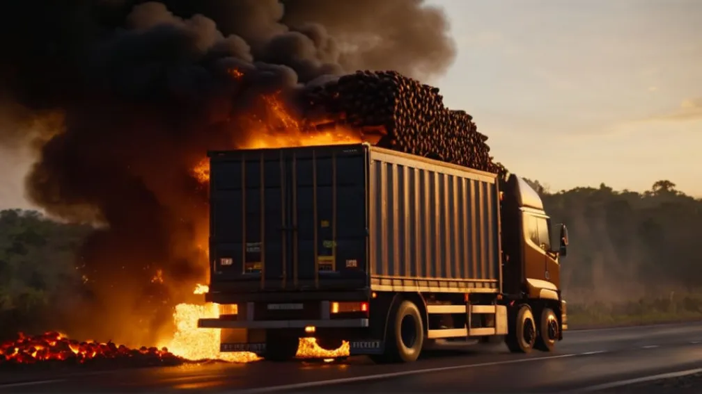 Шоколадный шок на А10: 22 тонны какао сгорели в фуре