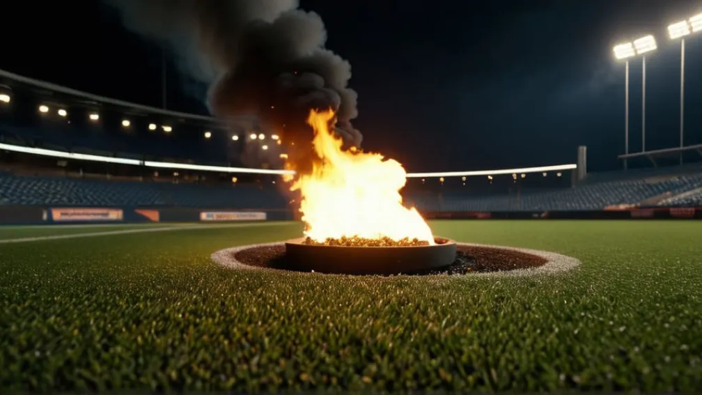 Скандал на футбольном поле в Швеции: пиротехника подожгла искусственный газон и привела к беспорядкам