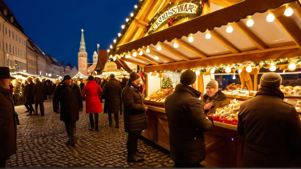 Рождественский рынок в Мюнхене: стенд, где до сих пор принимают немецкие марки с выдачей сдачи в пфеннигах