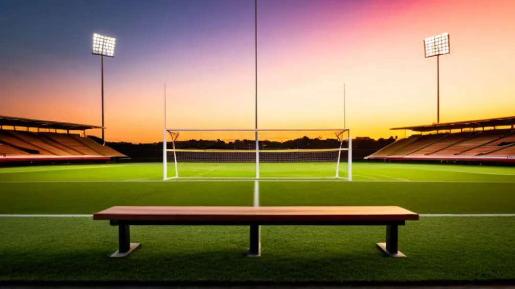 Футбольный стадион на закате