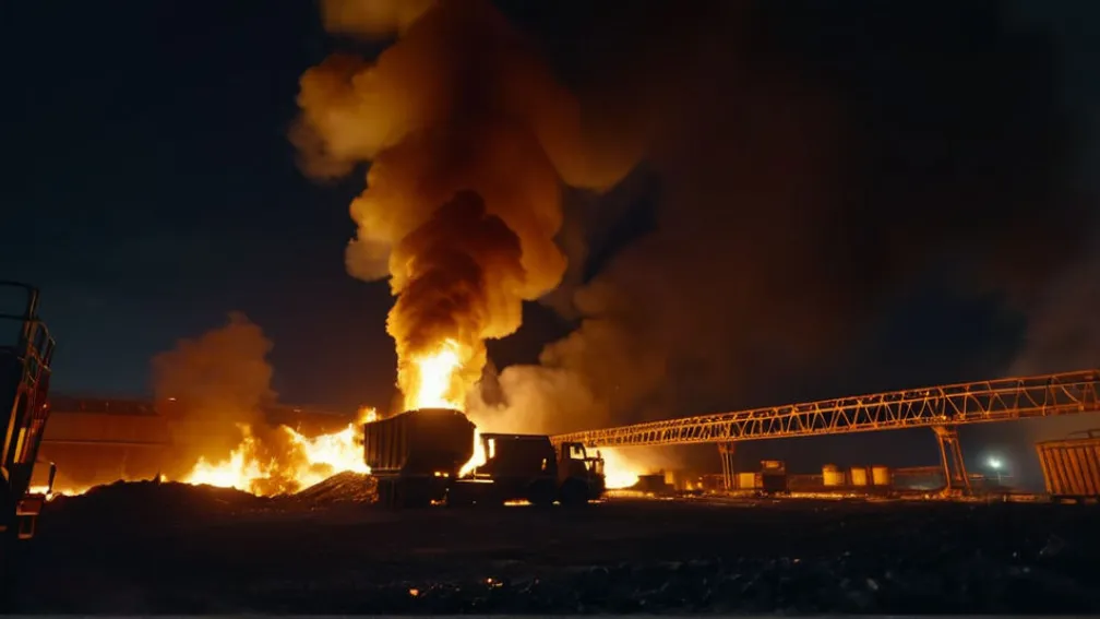 Мощный пожар охватил завод по переработке отходов в Сиднее