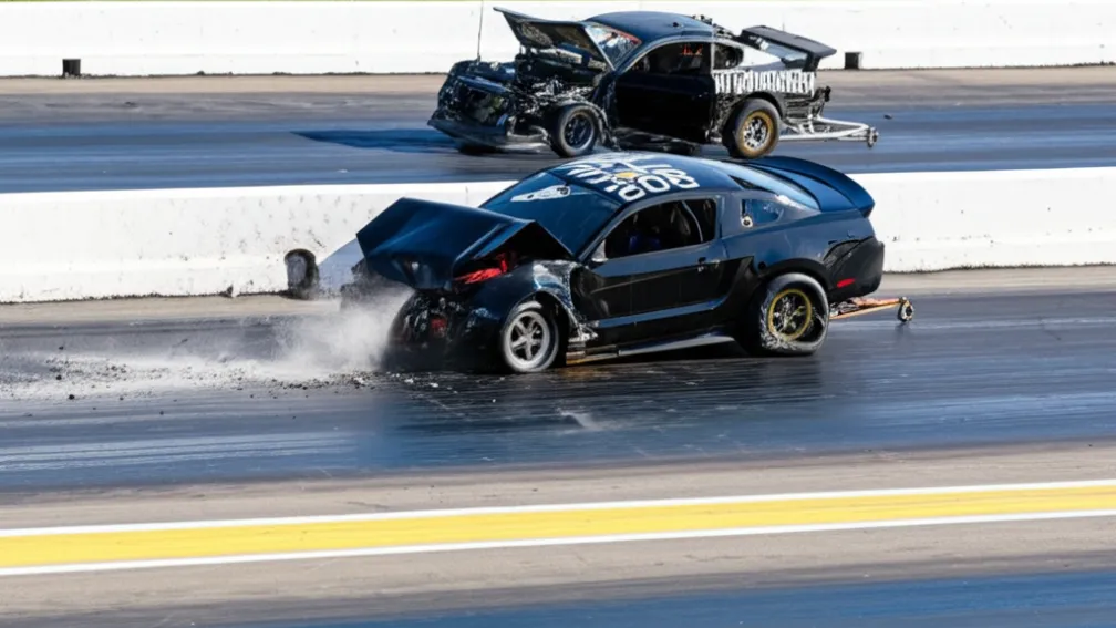Авария Mustang в прямом эфире: крах на гонках