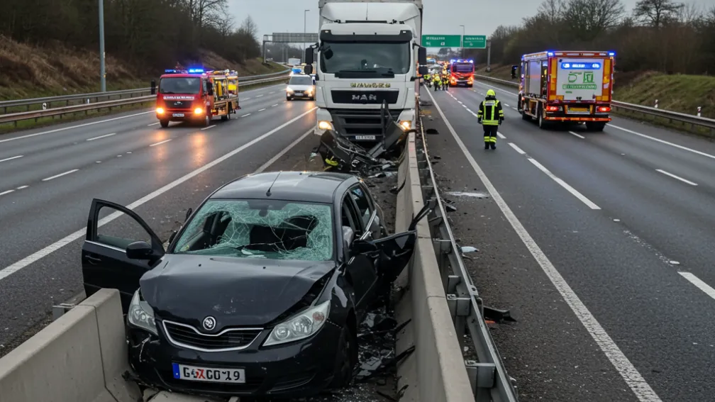 Смертельная авария: грузовик раздавил авто на A9