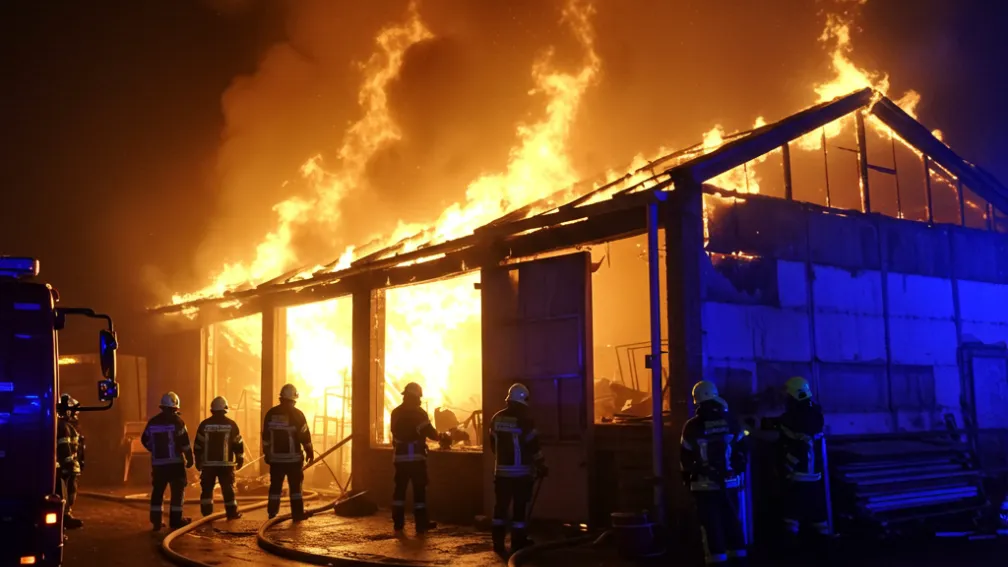 Пожар в мастерской в Хоне: 70 спасателей на месте