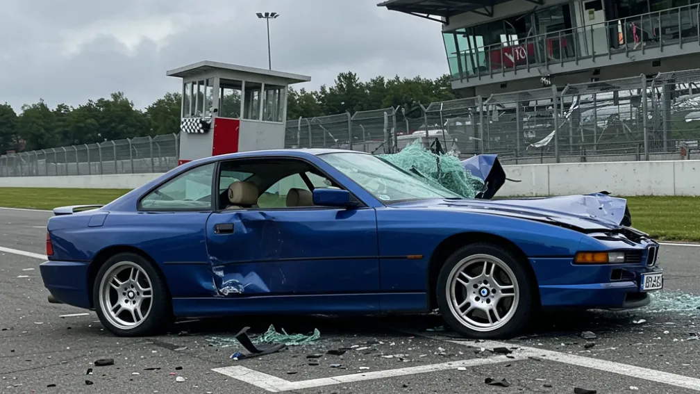 19-летний водитель разбил BMW 850i на гоночной трассе