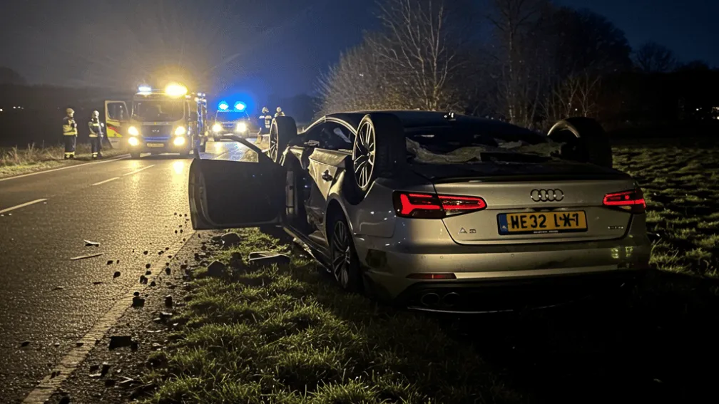 В Мариенхайде Audi перевернулся на проселочной дороге
