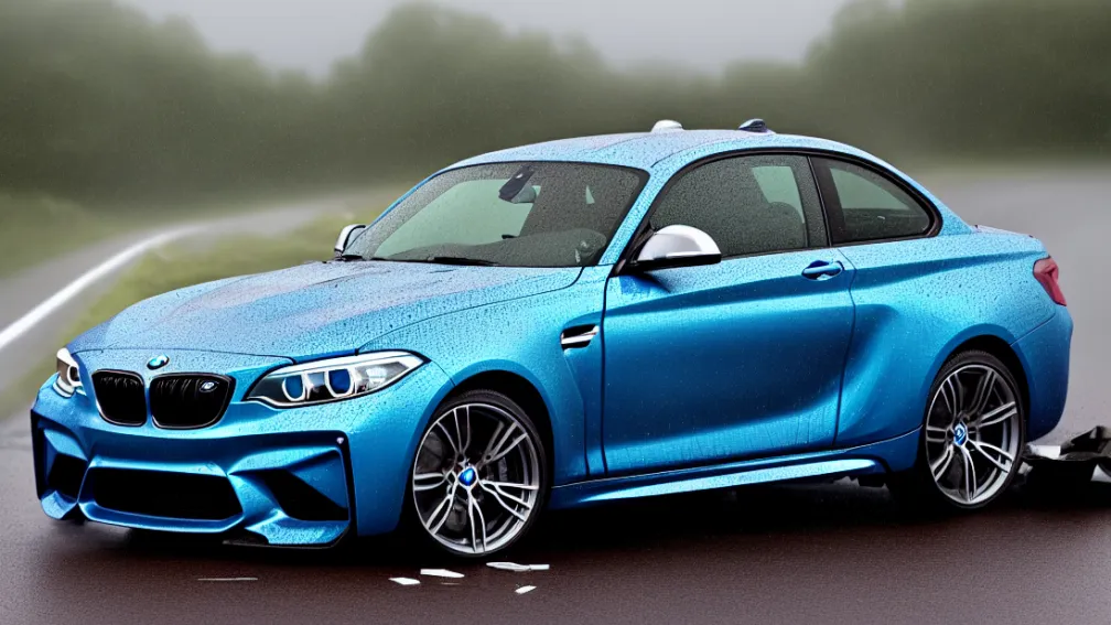 BMW попал в аварию из-за дождя на B10