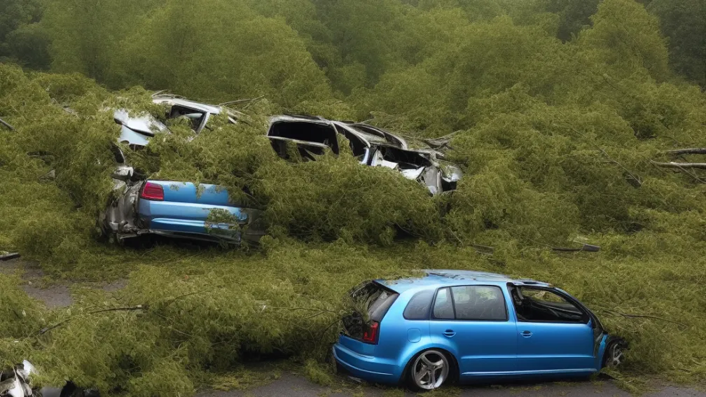 ДТП на L1182: Водитель VW врезался в деревья