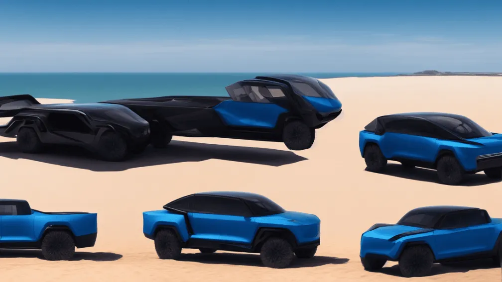 Tesla Cybertruck застрял в песке на пляже