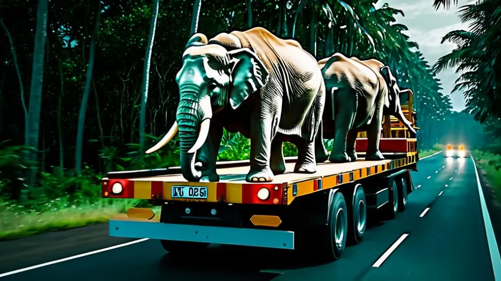 Невероятный тяжеловоз: Слоны в необычном путешествии по Таиланду
