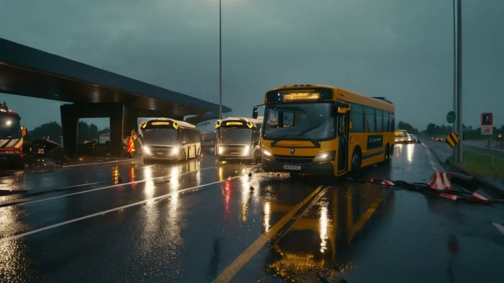 Авария в Дорстене: Школьный автобус столкнулся с двумя машинами, 22 ребенка не пострадали