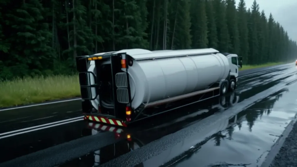 Грузовик с молоком перевернулся в Штутгарте: 6000 литров остались внутри