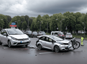 В немецком Шверте автомобиль сбил 10-летнего велосипедиста на круговом движении: ребенок легко ранен