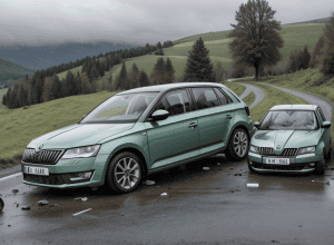 ДТП в Германии: водитель Skoda перевернулся после удара о стену, есть пострадавший