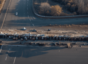 Трасса A1 в Германии: Авария фур вызвала пробку и рассыпала протеиновые напитки