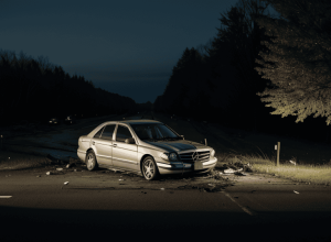 ДТП в Шваане: Водители бросили разбитый Mercedes и скрылись с места происшествия