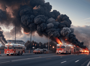 Пожар автобуса в Вормсе парализовал движение: Улица Петрус-Дорн была полностью перекрыта