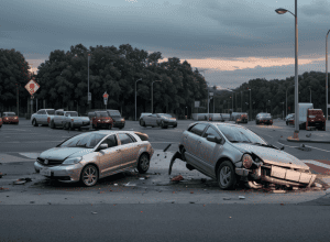 Серьезное ДТП в Дюссельдорфе: Opel сбил велосипедиста на круговом движении