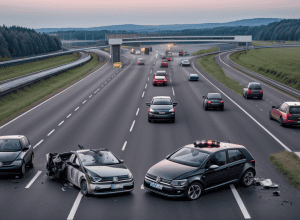 Серьезное ДТП на трассе А2 в Германии: VW Golf врезался в грузовик при обгоне, водитель тяжело ранен