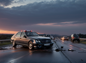 Тяжелое ДТП на трассе A52 в Германии: Mercedes перевернулся, водитель в критическом состоянии