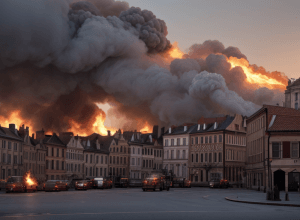 Крупный пожар в старом городе Виллинген-Швеннингена: огонь охватил несколько зданий