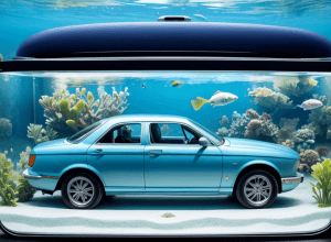 Необычный автомобиль-аквариум удивил посетителей курорта и стал хитом сети