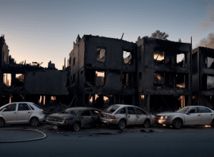 Сильный пожар в Майнце: Сгорели автомобили, поврежден дом