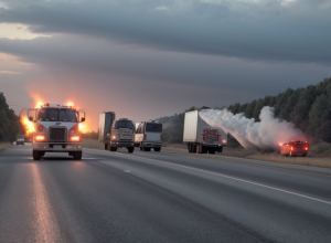 На трассе A650 в Германии загорелся грузовик, движение было перекрыто