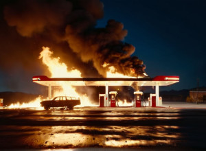 АЗС в Бразилии загорелась из-за брошенной спички: видео инцидента