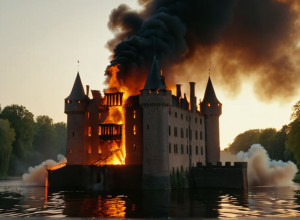 Исторический замок Харденберг в огне: пожарные пытаются спасти памятник XIV века