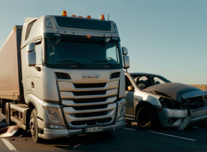 Грузовик протаранил и раздавил легковой автомобиль на полном ходу