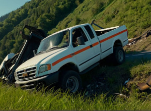 Серьезное ДТП на A44: Грузовик врезался в сломанную машину и рухнул в овраг