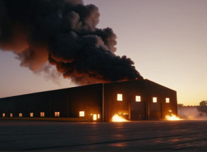 Масштабный пожар на лодочной базе в Рейнсберге: едкий дым над городом