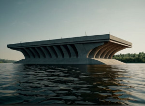 Гигантская бетонная конструкция в пути: 22 000 тонн плывут по Везеру